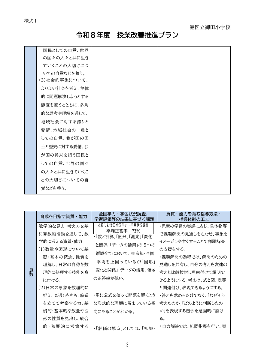 令和８年度授業改善推進プラン.pdfの3ページ目のサムネイル