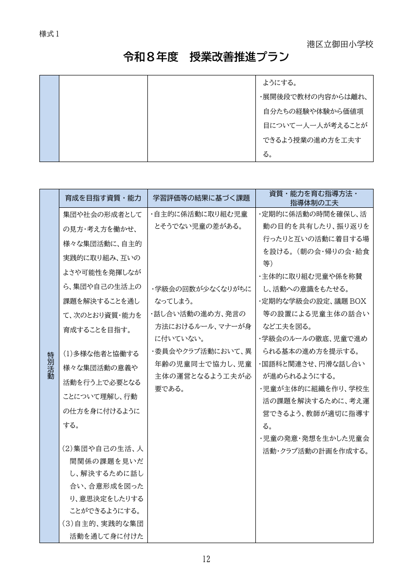 令和８年度授業改善推進プラン.pdfの12ページ目のサムネイル