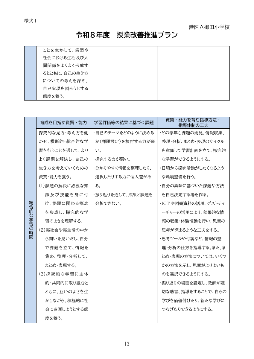 令和８年度授業改善推進プラン.pdfの13ページ目のサムネイル